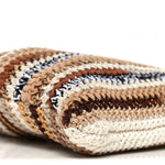 Cotton Crochet Stripe Vertical Tote Bag Naturale
