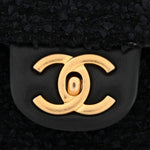 Tweed Quilted Mini Side Pearl Flap Bag Black