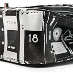 Lambskin Graffiti Printed Medium Double Flap Black Silver
