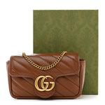 Azalea Calfskin Matelasse Diagonal Super Mini GG Marmont Shoulder Bag Cuir