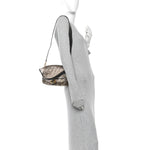 Vitello King Beaded Zucca Baguette Mogano Panna Ebano