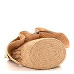 Raffia Calfskin Paulas Ibiza Balloon Ruffle Basket Tote Bag Natural Tan
