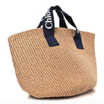 X MIFUKO Raffia Kids Basket Bag Black Beige