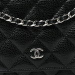 Caviar Quilted Wallet on Chain WOC Black