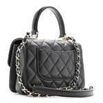 Lambskin Crystal Quilted Mini Trendy CC Dual Handle Flap Bag Black