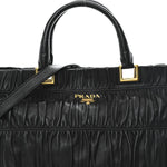 Nappa Gaufre Top Handle Satchel Black