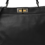 Calfskin Calf Hair Leopard Print Large Peekaboo Iconic Satchel Black