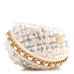 Wool Tweed Quilted Chain Around Mini Pouch Ecru Khaki Gold Red