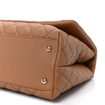 Caviar Quilted Small Coco Handle Flap Brown