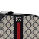 GG Supreme Monogram Textured Dollar Calfskin Web Small Ophidia Camera Bag Beige Blue