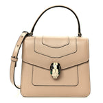 Calfskin Serpenti Forever Top Handle Beige Green