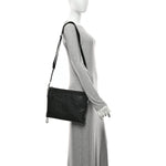 Piuma Calfskin Jumbo GG Embossed Medium Wristlet Messenger Bag Black