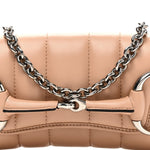 Nappa Vertical Matelasse Small Maxi Horsebit Chain Shoulder Bag Beige