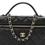 Caviar Quilted Top Handle Slim Vanity With Chain Black