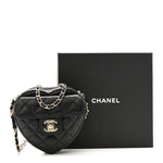 Lambskin Quilted CC In Love Heart Clutch With Chain Black