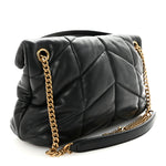 Lambskin Quilted Small Loulou Puffer Monogram Chain Satchel Black