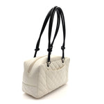 Calfskin Quilted Large Cambon Bowler White Black