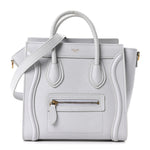 Drummed Calfskin Nano Luggage Pearl Blue
