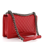 Calfskin Quilted New Medium Boy Flap Red