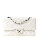 Caviar Quilted Medium Double Flap Ivory
