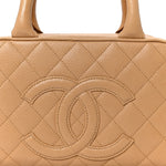 Caviar Quilted Small Bowler Beige