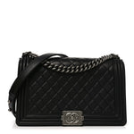 Calfskin Quilted New Medium Boy Flap Black