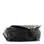 Grained Calfskin Medium Marcie Saddle Bag Black