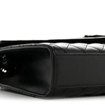 Grain De Poudre Textured Mixed Matelasse Triquilt Medium Monogram Monochrome Satchel Black