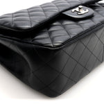 Lambskin Quilted Jumbo Double Flap Black