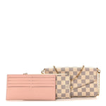 Damier Azur Pochette Felicie Chain Wallet Rose Ballerine