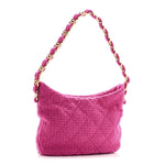 Cashmere Tweed Quilted CC Links Hobo Fuchsia