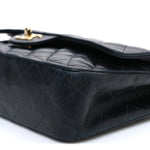 Lambskin Quilted Medium Double Flap Black