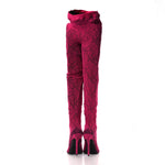 Lace Jersey Pantaleggings Pointed Toe Knife Thigh High Boots 39 Black Pink