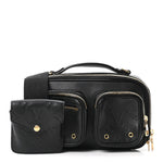 Calfskin Monogram Embossed Utility Crossbody Black