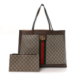 GG Supreme Monogram Web Ophidia Tote Brown