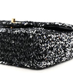 Sequin Quilted Small Single Flap Black White Grey