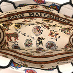 Canvas Embroidered Dragon Zodiac Medium Book Tote White Multicolor
