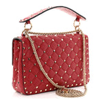Nappa Medium Rockstud Spike Shoulder Bag Rosso Valentino