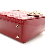 Patent Cannage Small Lady Dior Cherry Red