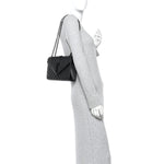 Grain De Poudre Textured Mixed Matelasse Triquilt Medium Monogram Monochrome Satchel Black
