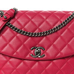 Lambskin Quilted Large Daily Supple Flap Dark Pink