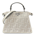 Iridescent Crystal Vitello Laminato Suede FF Petite Peekaboo I SEE U Satchel Cappuccino