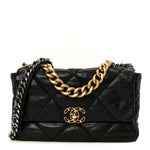 Goatskin Quilted Large Chanel 19 Flap Black
