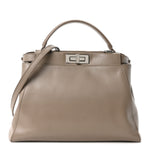 Vitello Morgan Shiny Nappa Medium Peekaboo Iconic Satchel Tortora