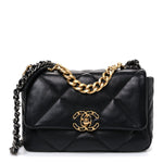 Lambskin Quilted Medium Chanel 19 Flap Black
