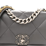 Lambskin Quilted Medium Chanel 19 Flap Dark Grey