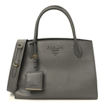 Saffiano Cuir Calfskin Medium Monochrome Top Handle Tote Ardesia