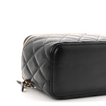 Lambskin Quilted Small Vanity Case With Chain Black