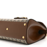 GG Supreme Monogram Calfskin Medium Horsebit 1955 Top Handle Bag Beige Ebony Brown Sugar