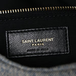 Denim Quilted Medium Loulou Puffer Monogram Chain Satchel Azur